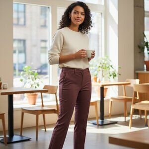 NEW Banana Republic Sloan Fit Skinny Pants Women Sz 10P Red Jacquard Low Rise